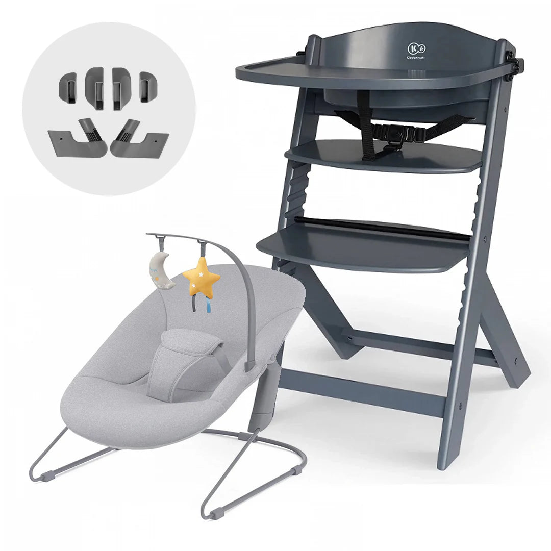 Silla de comer evolutiva 4 en 1: Silla Enock Full Grey + mecedora Calmee