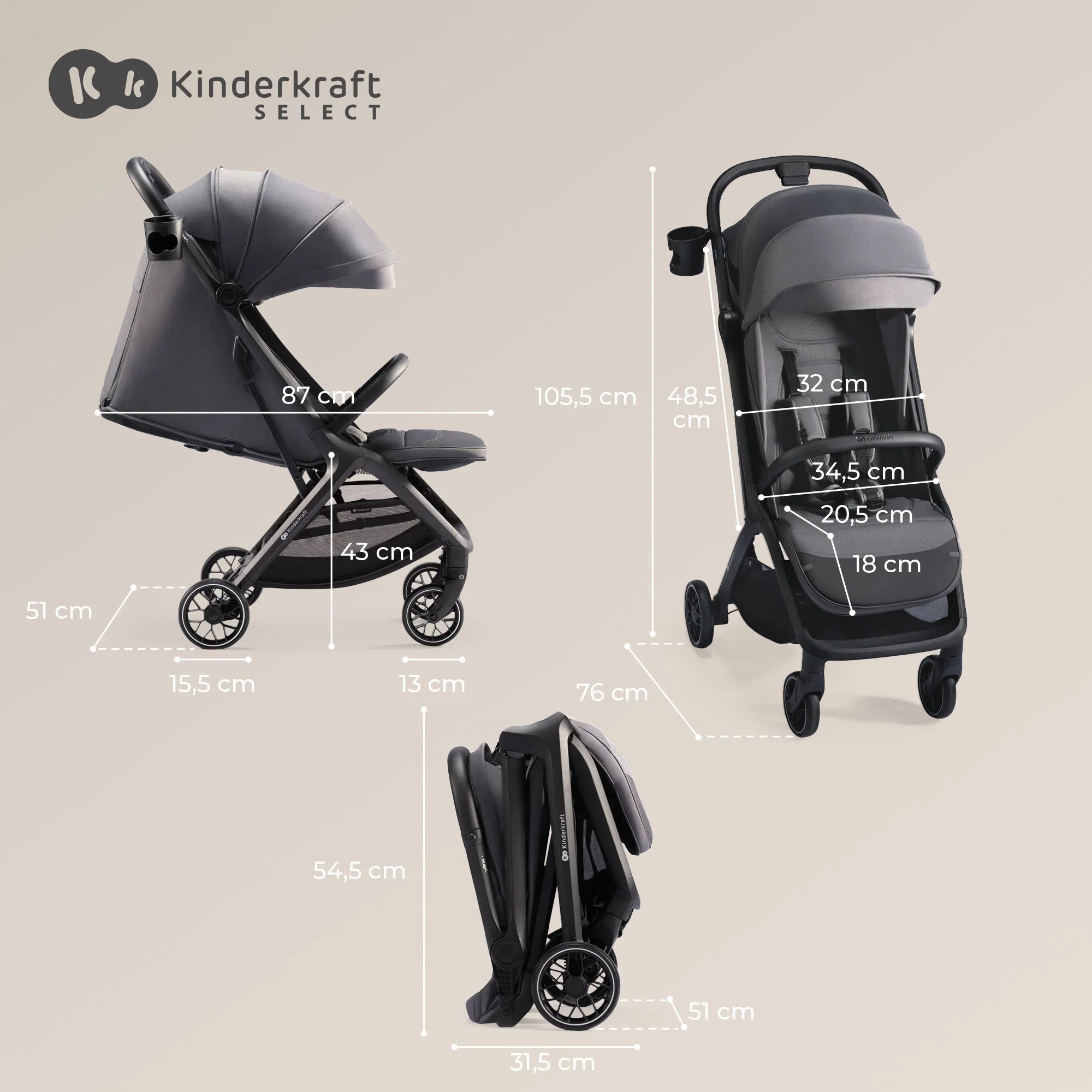 Coche de Paseo Compacto Nubi 2 Grey
