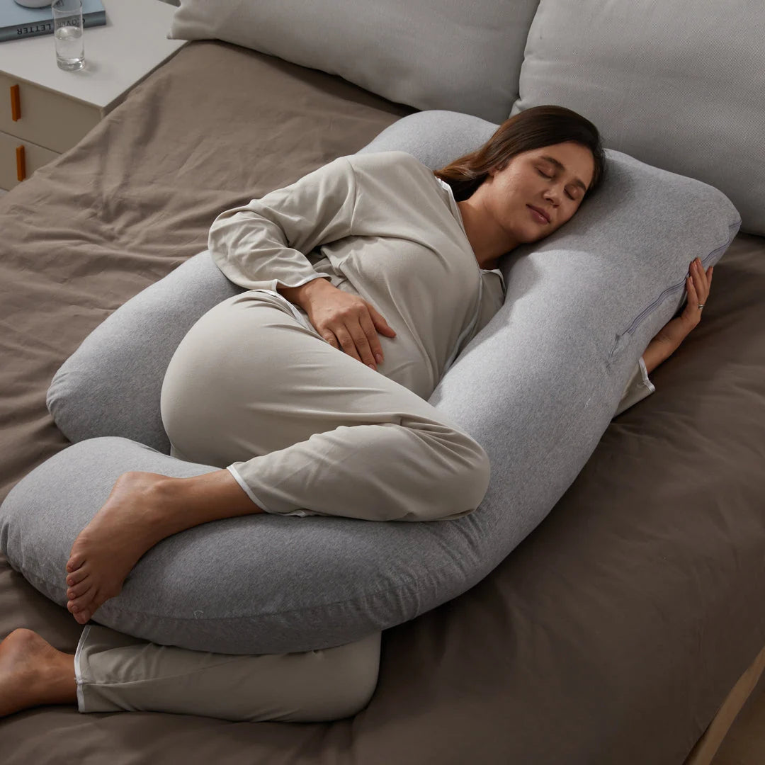Almohada de embarazo forma de U con tela refrescante