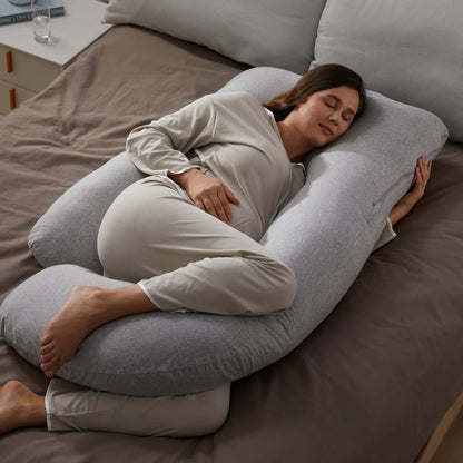 Almohada de embarazo forma de U con tela refrescante