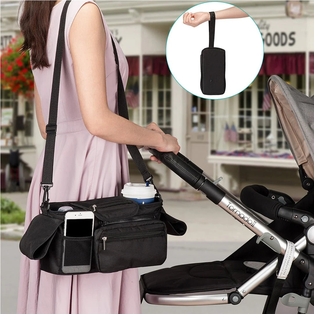 Organizador de coche de paseo con portavasos