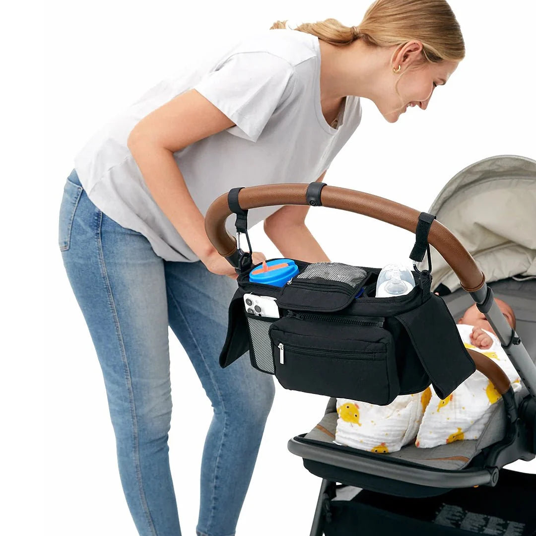 Organizador de coche de paseo con portavasos