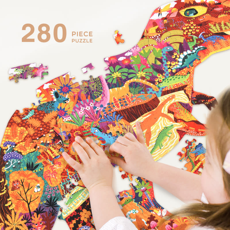 Puzzle 280 pcs con Forma de Dinosaurio