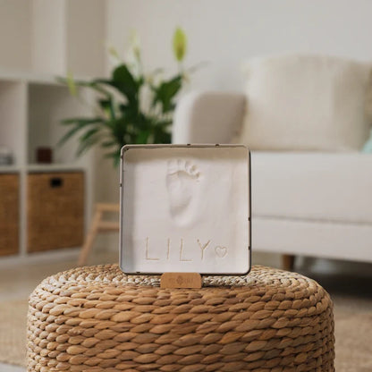 Caja huella de bebé cuadrada - Corazones