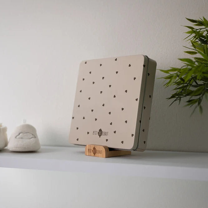 Caja huella de bebé cuadrada - Corazones