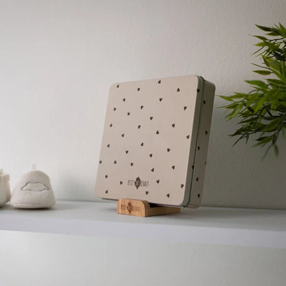 Caja huella de bebé cuadrada - Corazones