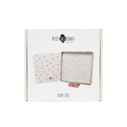 Caja huella de bebé cuadrada - Corazones