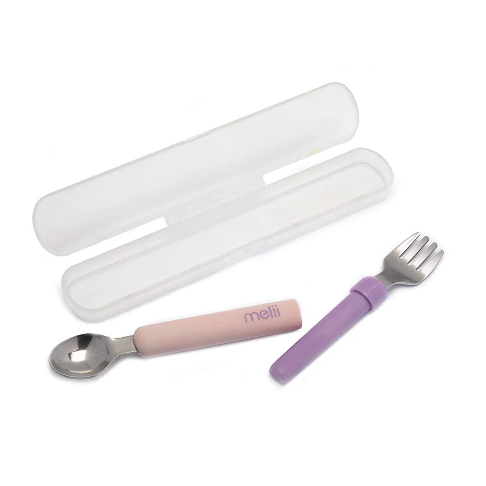 Set cuchara y tenedor desmontable - Rosado-Morado